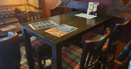 pub tables with menu on them
