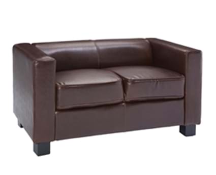 Cuban Brown Faux Leather Two Seater Sofa