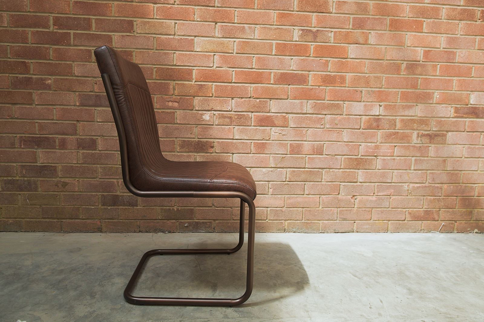 brown leather metal frame chair