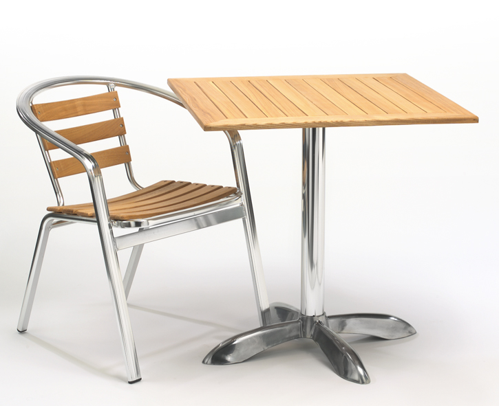 monaco wood effect stacking chair and outdoor capra table