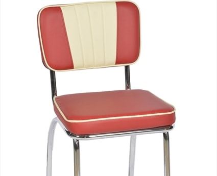 Tall American Diner Chair - Classic Red & White